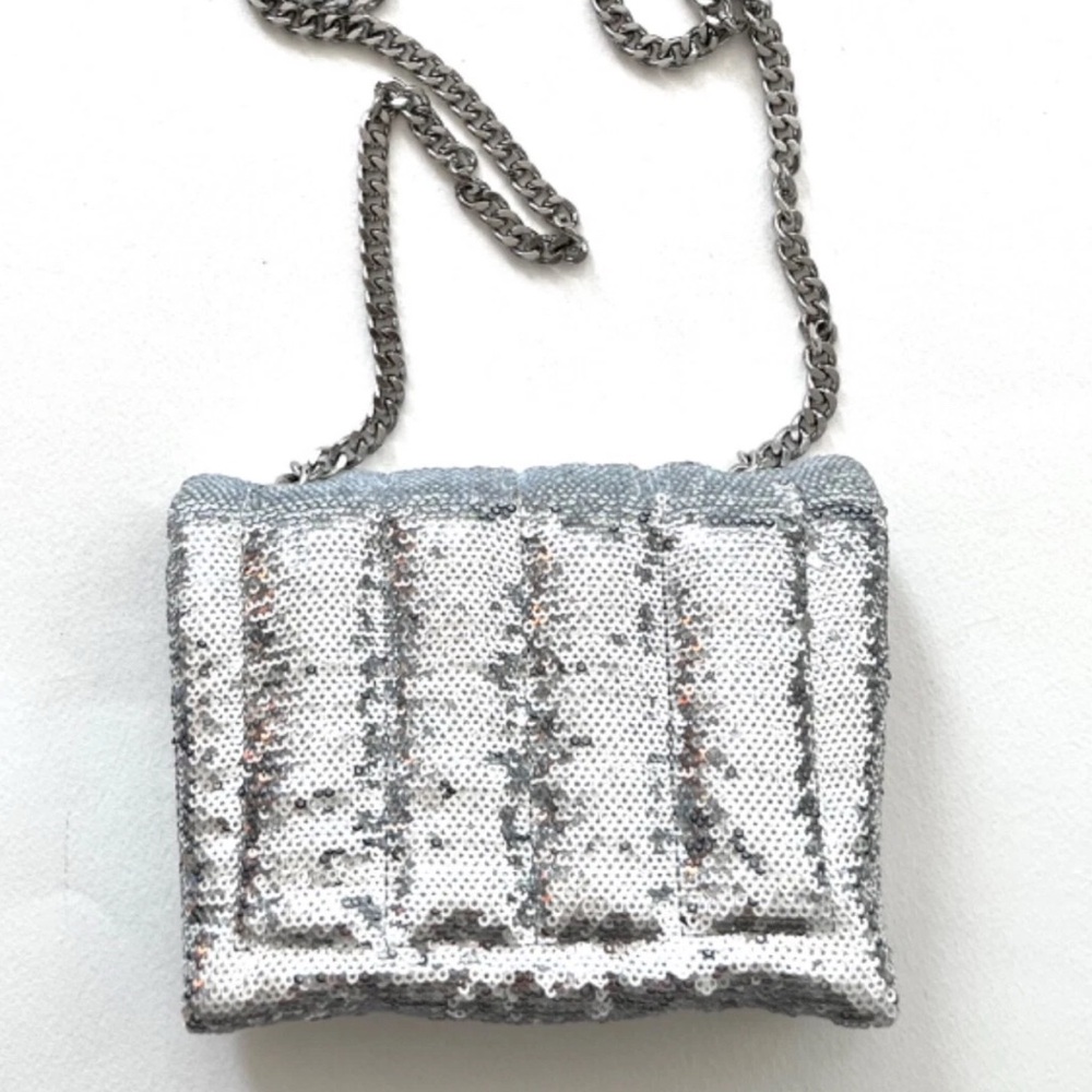 Zara Silver Sequin Crossbody Bag Clutch